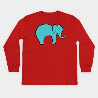 Teal Elephant Kids Long Sleeve T-Shirt